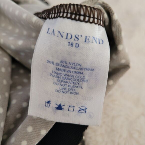 Lands End Swim Tankini Size 16D Green Polka Dot Boho Beach - Picture 6 of 8